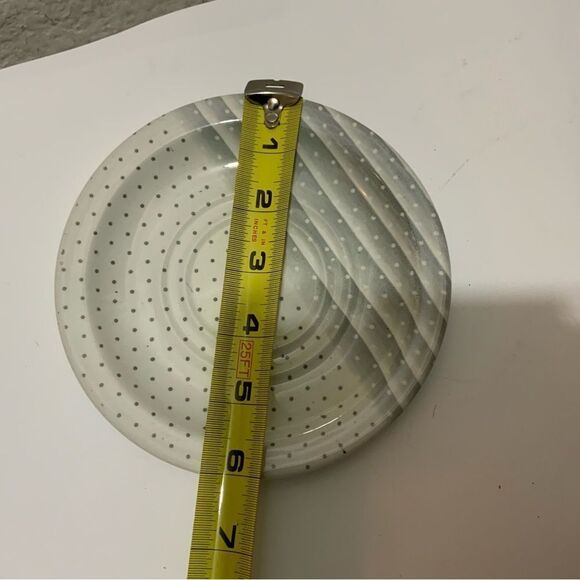 Churchill England (4) saucers  6” NEW Swiss Dot Stripes Gray White Ceramic G13 - Picture 7 of 10